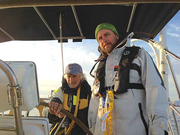 Captain Kirk and Mike initializing the Autopilot in the Straits of Juan de Fuca.