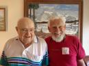 We took Verne to visit two of his cousins who lived in a retirement center near by and had a FUN lunch with cousin Ed (95!) A hoot-of-a guy, and former WWII PBM flying-boat pilot, Ed is also a very good and prolific oil painter (see behind guys and next photo.) Ed said he