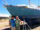 We also stopped by the boatyard in Guaymas to commiserate with our friend Jim on s/v "Anore" about Hurricane Newton. "Anore" was one of the unlucky Guaymas boats where the jack-stands tipped canting her so that her mast hit another boat. Luckily both boats are now fixed and back in the water. Jim is a NOLS instructor leading hiking, kayaking, and sailing expeditions in Baja, whom we first met in Ensenada almost a year ago. 