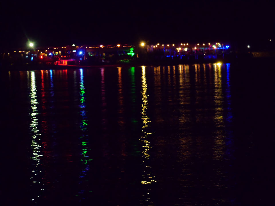 The lights shining across the water from the palapa beach bars made for beautiful evenings at Bahia Algodones. Luckily they had some great bands playing great music too, cuz the music floating across the water went on 