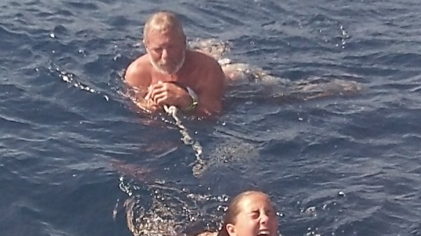 Uncle Ron keeping us safe in the water!