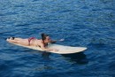 Syd playing around on her surf board in Carrizal!