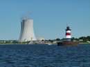 The nuclear power plant and lighthouse across from our next destination, Fall River, MA.