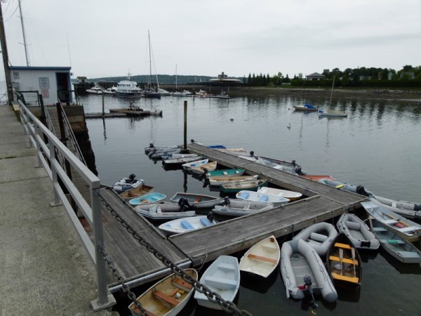 Rockland is a big city.  This is a good view of the public dinghy dock. It