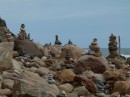 People made these stone pile sculptures everywhere on the beach.