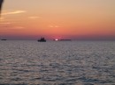It was only us and this small trawler anchored off of the town. Another beautiful sunset. We didn