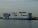 This is a prison barge across the water from Rikers Island - the New York City prison.  Guess this is for overflow.