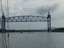 After we left Woods Hole we went through the Cape Cod Canal.  There were a few bridges to go through. It takes 2 hours to get through. There were a lot of boats going with us.