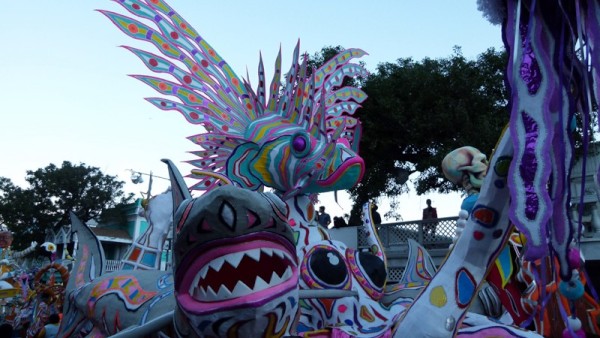 This float is covered with different types of fish.  We left the parade at 7:10am after being there since the start - there was still plenty of parade coming up but by then our ears were ringing!  Junkanoo was definitely a great experience.