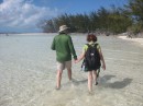 At one end there was no land we could walk on so we had to walk along the shallow water.