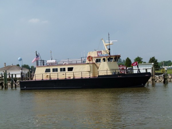 The research vessel Shuman moored in Chesapeake City on the C&D Canal