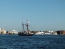 When we were leaving our anchorage on our way to start the Intracoastal Waterway we saw this tall sailing ship coming into the Norfolk waterfront.