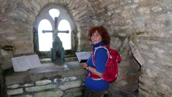 Here I am signing the guest book in the miniature chapel. 