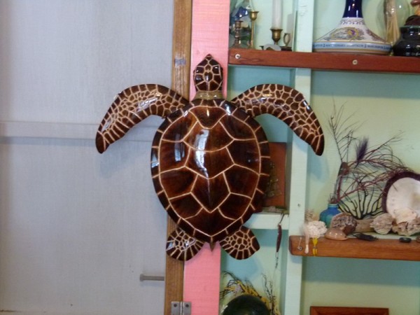 He also makes some incredible art works. This turtle is made out of wood, it