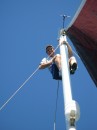 Dwayne up the mast