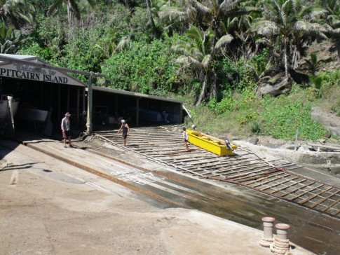 Loading ramp from the water to store all the boats