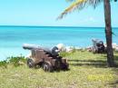 Twin cannons facing the bay on Frozen Cay: These cannons were used in a movie that was shot on Hoffman