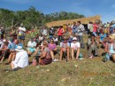 Eating our lunch at the fort markas. Abut 2000 to 3000 local people turned up for our visit. 