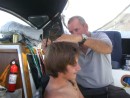 Don Estevan hair salon.   Josh from Evergreen still looks very afraid!