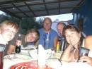 Crew from Evergreen and Blackdragon enjoy dinner in Aqua Verde at the only restaurant in town...
