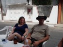 Steve and Claudia contemplate another quesadia at Dona Aure .... 14pesos per quesadia......delicious and cheap!