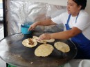 The art form of making fresh quesadias at Dona Aure.   Unbelievable!