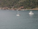 Blackdragon tied up to a mooring buoy in Yelapa.  For 200 pesos, we didn