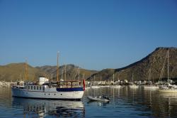 Spain/Mallorca 2019: Historical motor yacht Bounty from 1936  -  Puerto Pollensa  -  June 2019  -  Spain/Mallorca