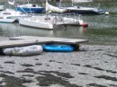 Just remember to check the tide, our dinghy is the grey one. We did manage to slide it down the mud to the water