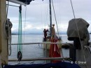 Towing a yacht with a siezed engine into Lamlash on Arran