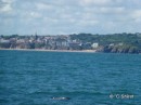 Tenby as we approach Caldey Island, the dolphin sneaked in to the picture and we didn
