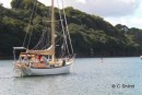 The small anchoring allowed area in Helford where no charge was made. We waited here for a fair passage to The Scillies or Brittany