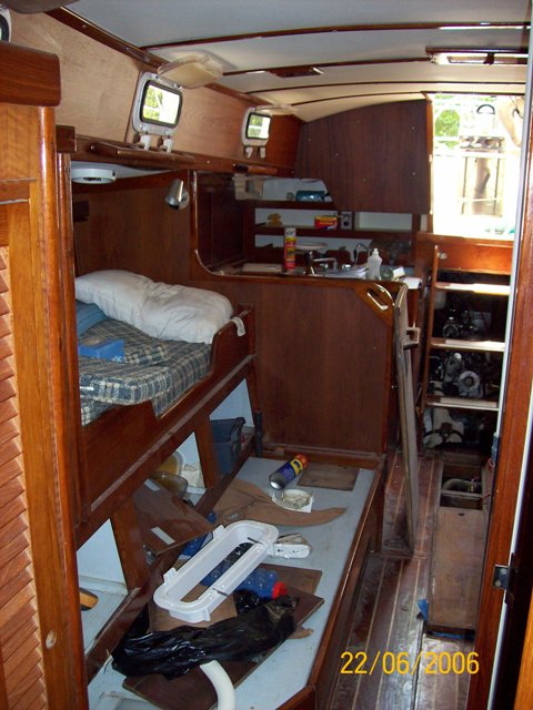 Inside: Looked like someone was living on the boat after the hurricane.