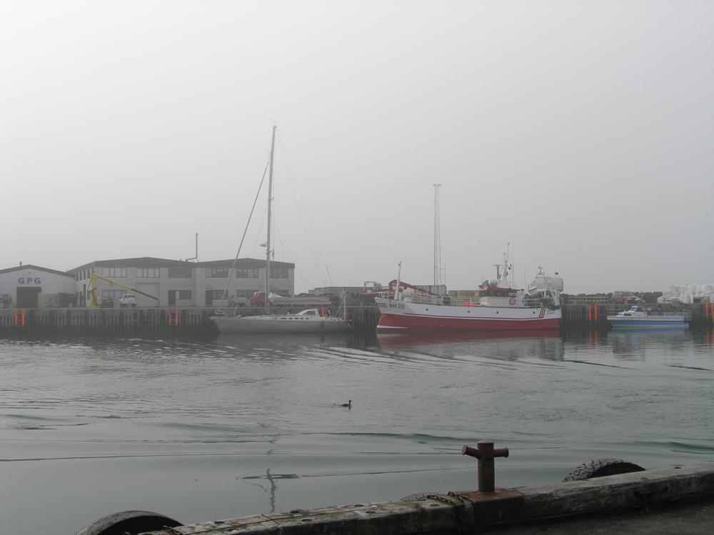 Kiviuq berthed on the fish quay in Husavik