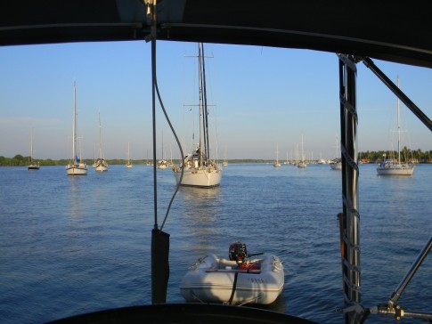 Most of the boats on moorings.
