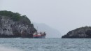 Freighter cutting the corner close at Bequia