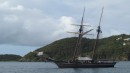 Woke to find us surrounded by old ships in St.Thomas, waiting for Torben