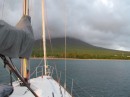Nevis in a cloud cover