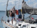 Doing a little laundry after a wet upwind trip