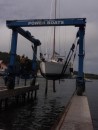 Lifting out at Powerboats.