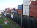 Our first view of a Panamax ship transitting