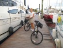 Back to our boat after our bike ride around Southport - 