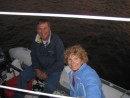 In our dinghy next to Star of the Sea - Peaches and Chris
