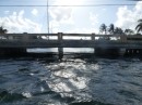 Went under this bridge at high tide - "low bridge everybody down"  our boat was just beyone in the anchorage