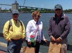 John, Linda, Tom on the river walk in Savannah 