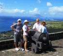 Tour team at Brimstone. St, Eustatius in background 