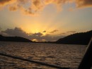 Sunset at anchor in Falmouth Bay, Antigua