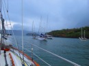 Safely anchored in Taheuku Bay, near Atuona, Hiva Oa, Marquesas