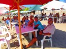 Enjoying beers on the beach at La Manzanilla (Tenacatita Bay) on our way to Barra
