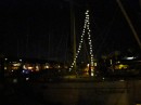 Roundabout with her Christmas Tree lights on the mast